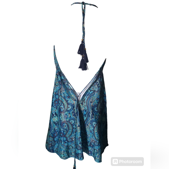 Beautifully Designed Boho Silk Dress Turquoise, Green, Brown & Gold. One Size - Picture 6 of 15